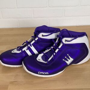 DADA Supreme Basketball Sneakers Men 13 Purple‎ White Crown Satin Athletic Shoes
